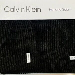 Calvin Klein Beanie Hat & Scarf Set in sealed gift box-Unisex-Black